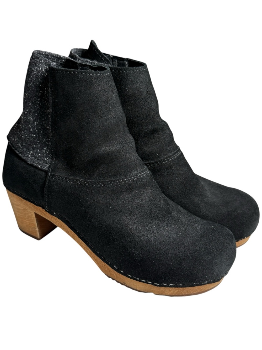Sanita Clog Boots Lilly Pull On Shearling Boots Suede/Leather 39 US 8.5 Preppy